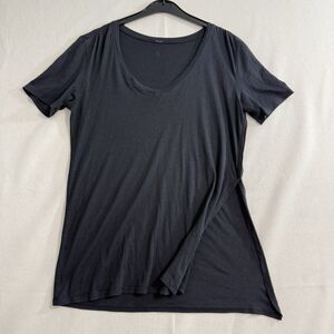 Lululemon V Neck Short Sleeve Tee Shirt Open Side Black Women Size 10
